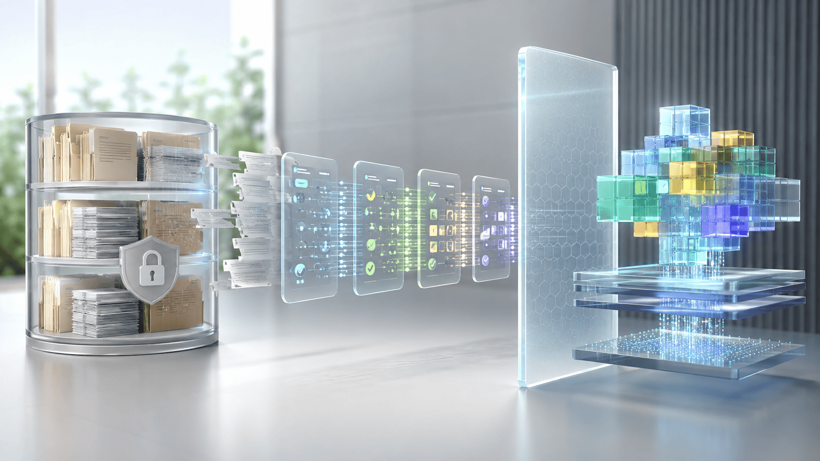 Organized data layer prepared for AI analysis with governance controls
