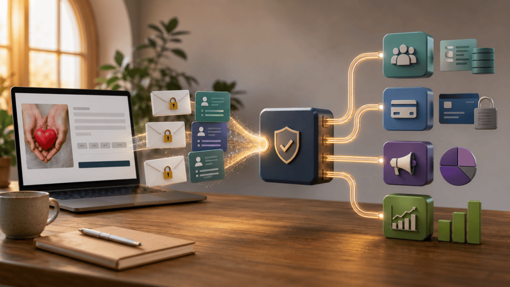 Donation form data moving to CRM payment campaign and analytics systems