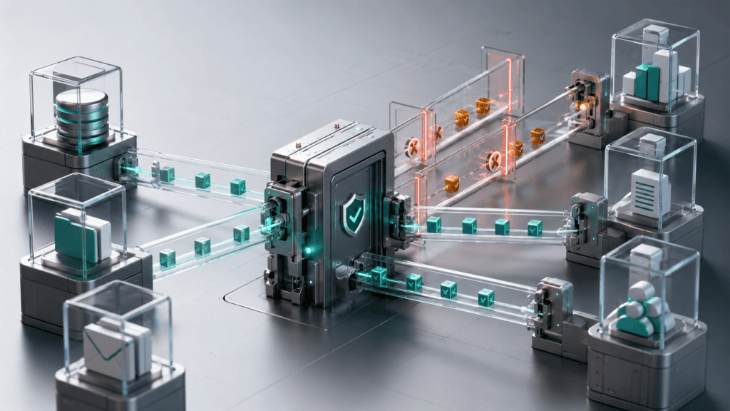 OAuth integration permissions with scoped access gates between connected systems