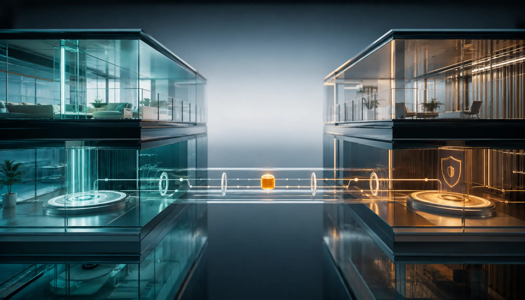Architectural visualization of a continuous checkout data path between two domains