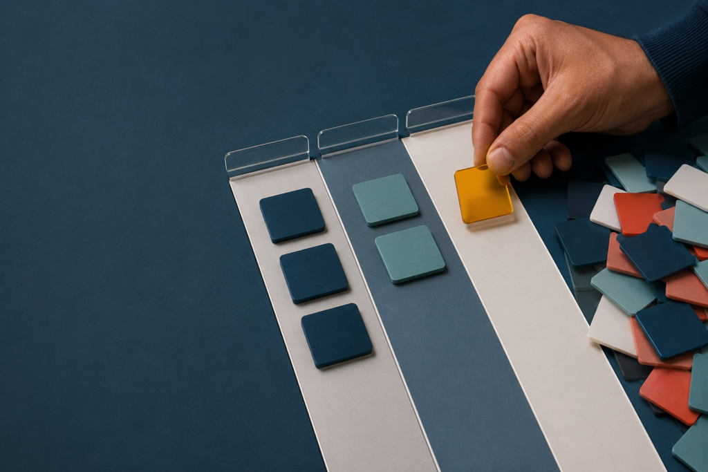 A highlighted exception tile being moved into a structured reporting review lane