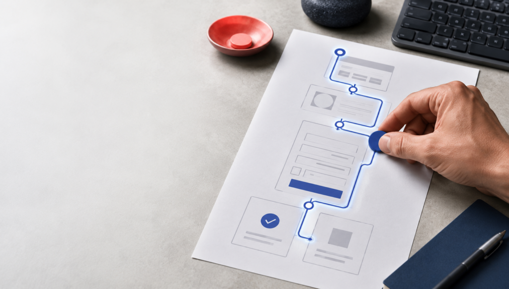 A verification path across website navigation and form checkpoints